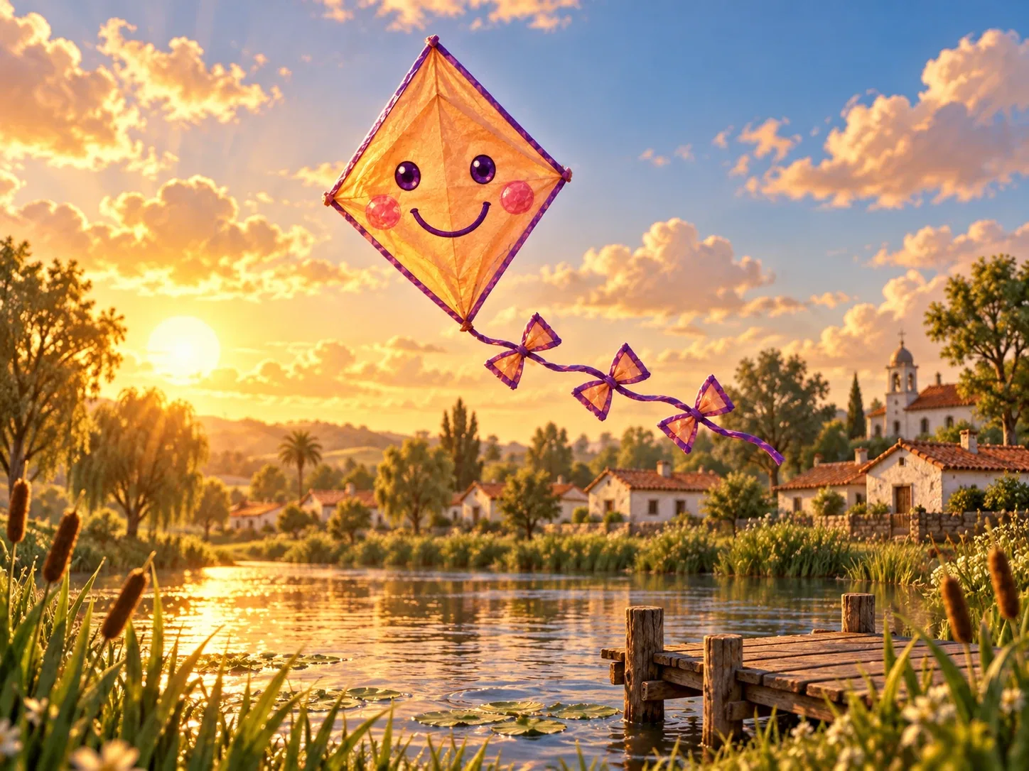 Cover: Sunny the kite over an estancia pond at sunset