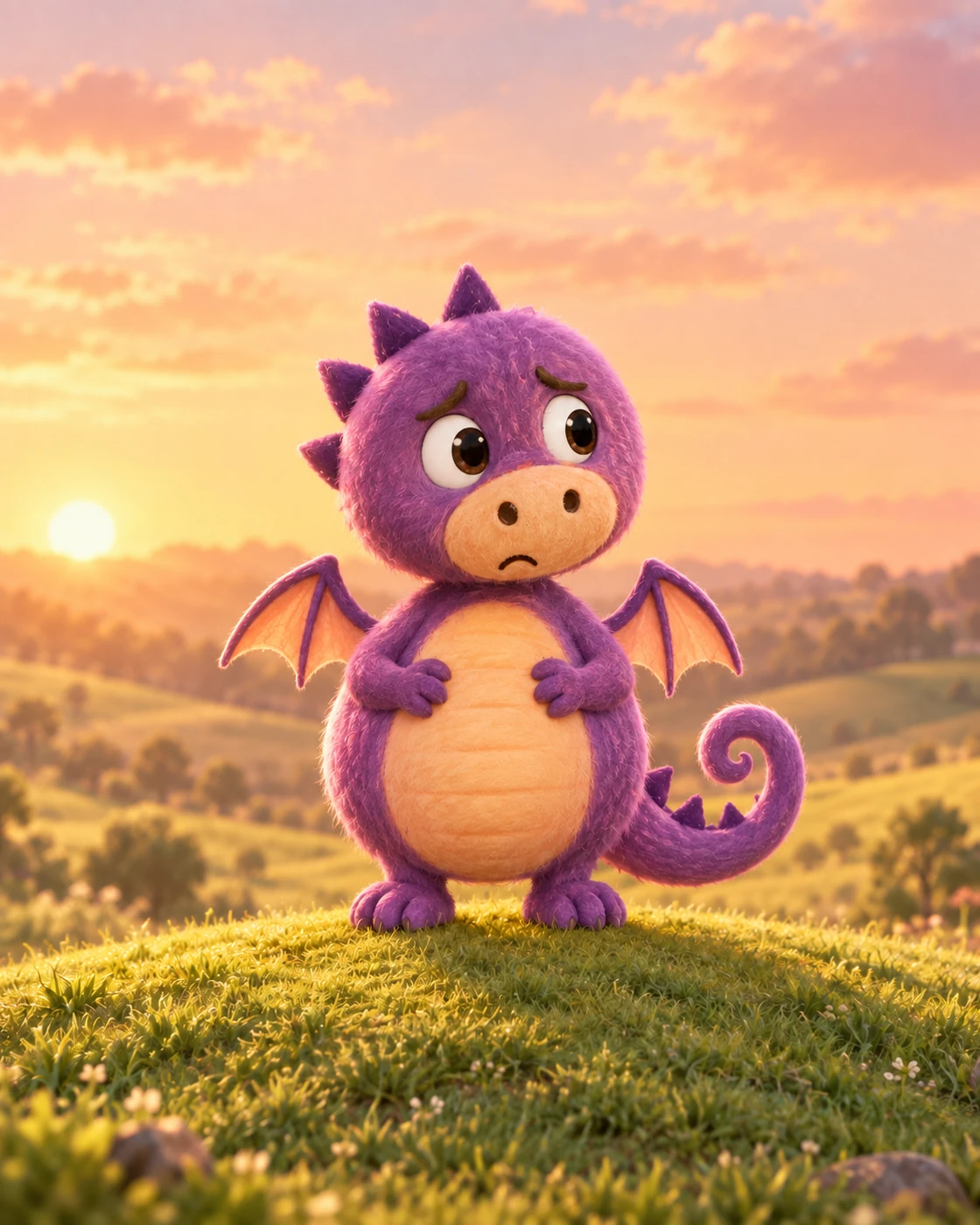 Moss as a 3D character on a green hill