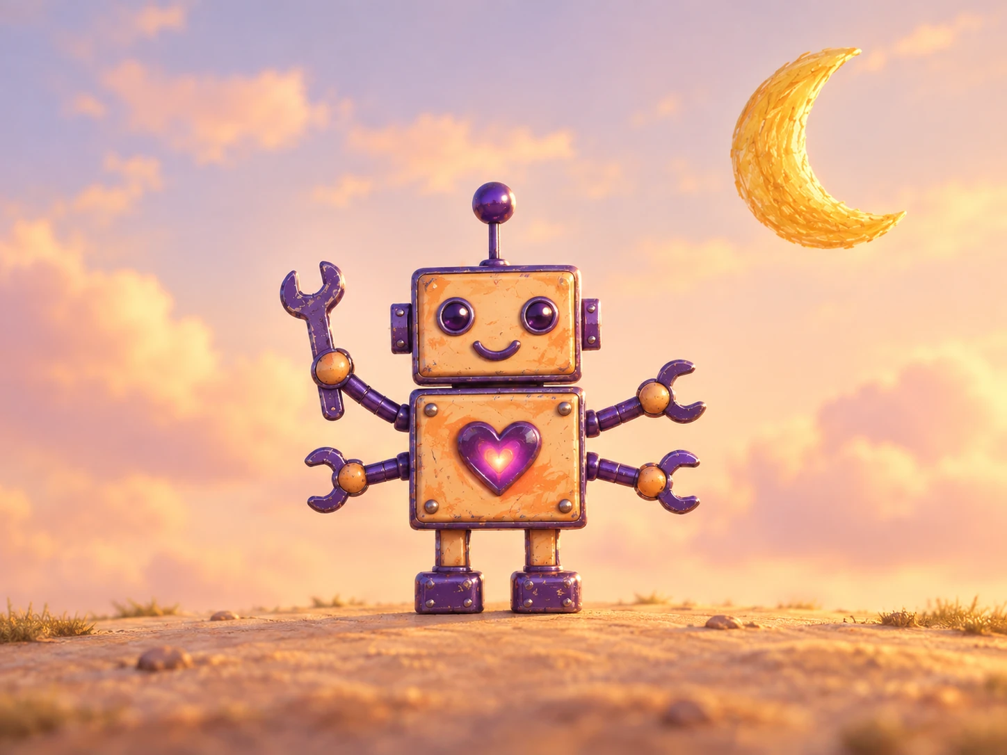 Tiko as a 3D character under a crescent moon